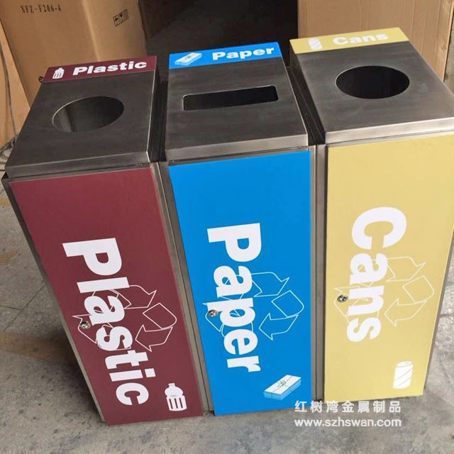 四分類不銹鋼垃圾桶凈化深圳外國語學校環境