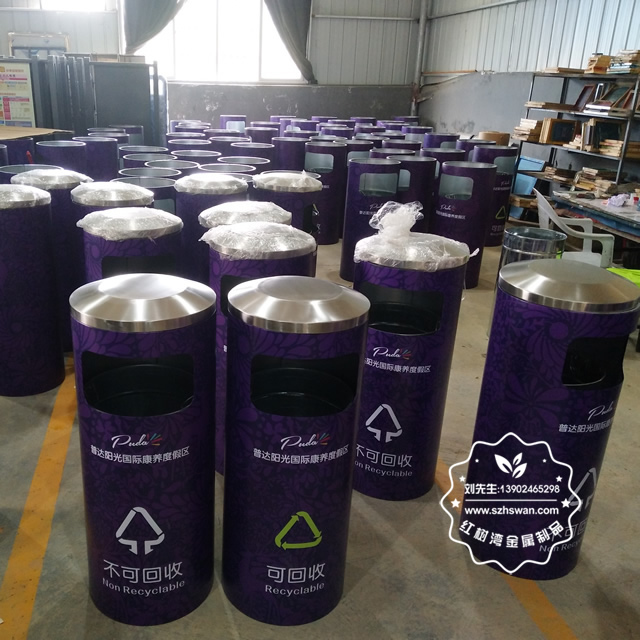 景區(qū)戶外圓柱形分類不銹鋼果皮箱圖片02